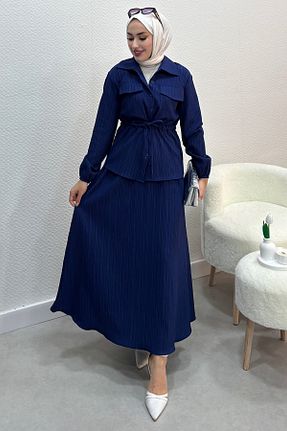 ست بالاتنه و پائین تنه سرمه ای زنانه بافتنی Tesettür Diyarı - کد 930230678