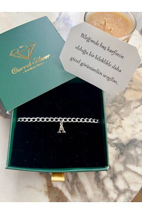 دستبند نقره طوسی مردانه 925 عیار carrot silver - کد 896594993