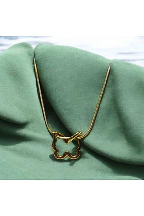 گردنبند استیل ( فولاد ) زرد زنانه استیل ضد زنگ stainless steel - کد 930242421