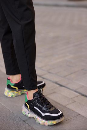 کفش اسنیکر مشکی زنانه بند دار Eataly Shoes - کد 728123544