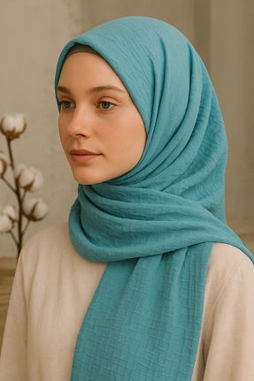 شال فیروزه ای زنانه پنبه ای Rell Home - کد 930245450