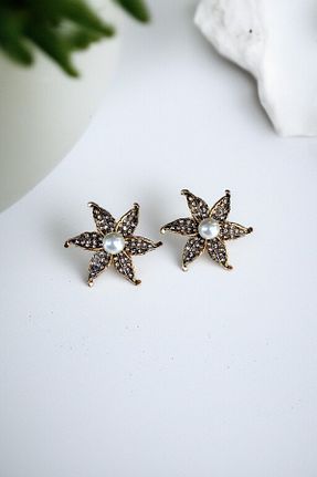 گوشواره جواهر سفید فلزی FAYRA ACCESSORIES - کد 817938759