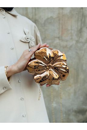 کیف مجلسی بژ زنانه فلزی Çanta Trend - کد 930250162