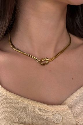 گردنبند استیل ( فولاد ) زرد زنانه استیل (فولاد) Okko Store - کد 930254544