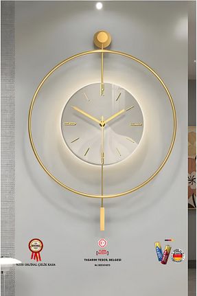 ساعت دیواری طلائی 50 * 75 MetaQuartz Aksesuar - کد 666992559