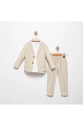 کت و شلوار بژ بچه گانه یقه کتی Mnk Baby&Kids - کد 898064424