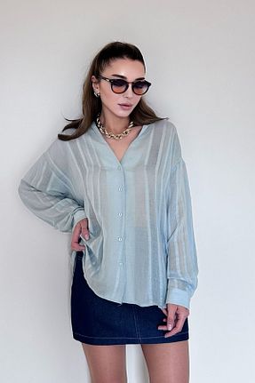 پیراهن آبی زنانه اورسایز Modamesta - کد 930257498
