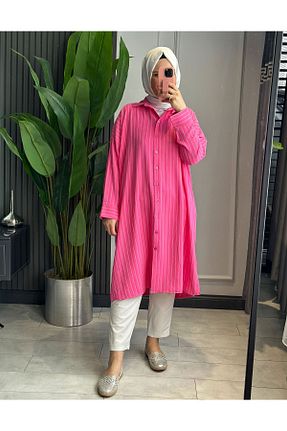 پیراهن حجاب صورتی زنانه اورسایز SARE BOUTIQUE - کد 930255147