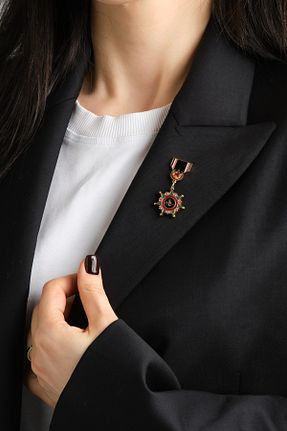 سنجاق سینه زرشکی زنانه فلزی Bastetstyle - کد 903519282
