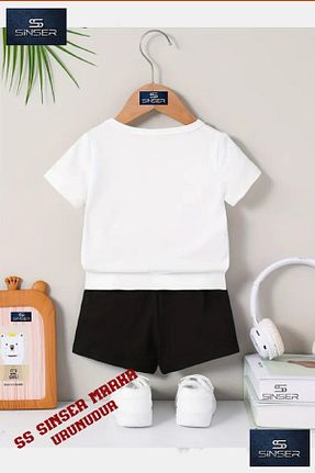ست بالاتنه و پائین تنه سفید بچه گانه بافت SS SİNSER - کد 930424394