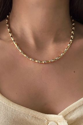 گردنبند جواهر زرد زنانه برنجی Okko Store - کد 900176325