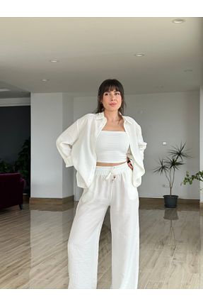 ست بالاتنه و پائین تنه سفید زنانه بافتنی AYSEGUL SOZKESEN - کد 930299550