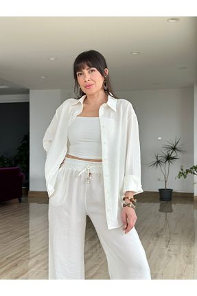 ست بالاتنه و پائین تنه سفید زنانه بافتنی AYSEGUL SOZKESEN - کد 930299550