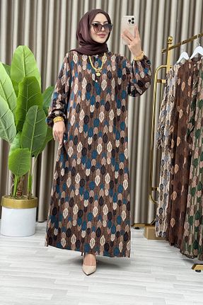 لباس سایز بزرگ قهوه ای زنانه ویسکون Mercan - کد 930421585