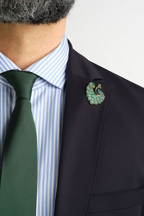 سنجاق سینه سبز زنانه فلزی Bastetstyle - کد 903494414
