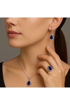 ست نقره سرمه ای زنانه زیرکن Inure Jewelry - کد 828619684