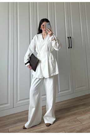 ست بالاتنه و پائین تنه سفید زنانه بافتنی manana fashion - کد 930312465