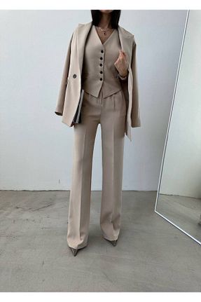 ست بالاتنه و پائین تنه بژ زنانه بافتنی Castivo Fashion - کد 930322907