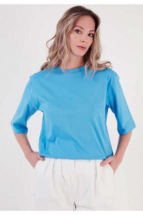 تیشرت فیروزه ای زنانه رگولار GHAND - کد 926870042