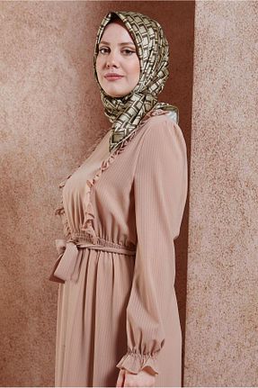 روسری قهوه ای پلی استر Alvina - کد 835784699
