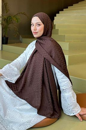 شال قهوه ای زنانه lamelif - کد 930343889
