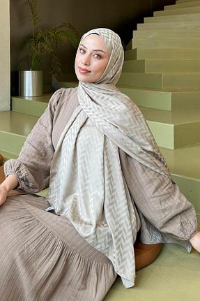 شال قهوه ای زنانه lamelif - کد 930343932