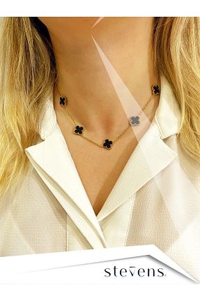 گردنبند استیل ( فولاد ) مشکی زنانه استیل ضد زنگ STEVENS - کد 930352528