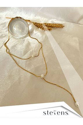 گردنبند استیل ( فولاد ) زرد زنانه استیل ضد زنگ STEVENS - کد 930350362