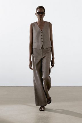شلوار آبی زنانه کتان Massimo Dutti - کد 930356492