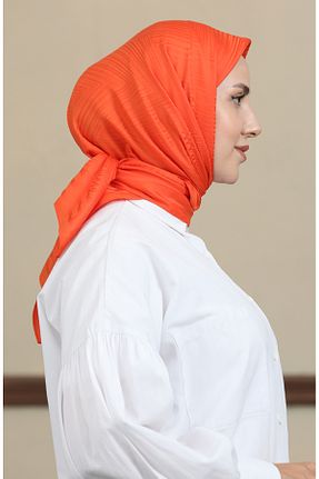 روسری نارنجی پلی استر sefamerve - کد 850294429