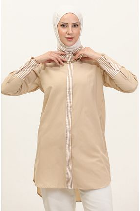 تونیک حجاب قهوه ای زنانه پلی استر sefamerve - کد 834609893