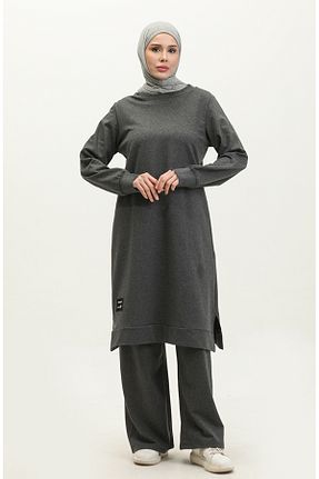 ست بالاتنه و پائین تنه حجاب طوسی زنانه Relaxed sefamerve - کد 836068823