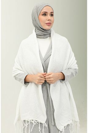 روسری سفید 70 * 180 sefamerve - کد 837976241