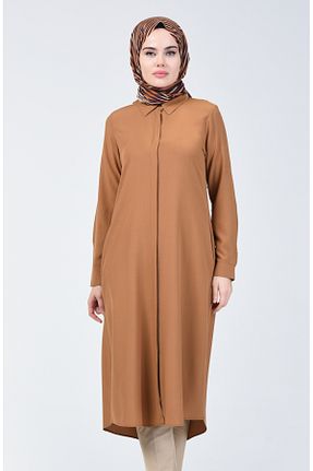 تونیک حجاب قهوه ای زنانه ویسکون sefamerve - کد 834609616