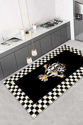 فرش آشپزخانه مشکی پلی استر df home - کد 772199675