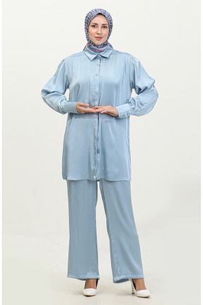 ست بالاتنه و پائین تنه حجاب آبی زنانه Relaxed sefamerve - کد 836067853