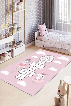 فرش بچه گانه صورتی پلی استر Hülya Home - کد 825551427