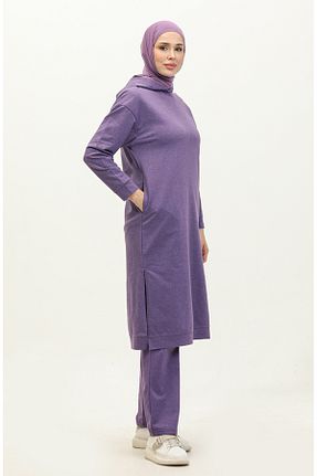 تونیک حجاب بنفش زنانه پنبه ای sefamerve - کد 834609675