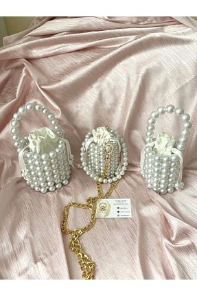 کیف مجلسی سفید زنانه پارچه ای İNCİLASS - کد 930377103