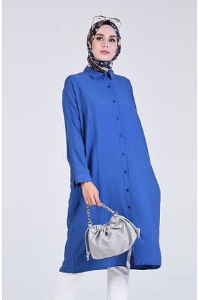 تونیک حجاب سرمه ای زنانه ویسکون sefamerve - کد 834610304