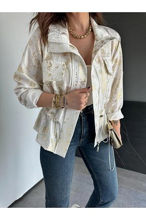کاپشن سفید زنانه اورسایز QİMYA BUTİK - کد 930367799