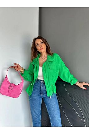 کاپشن سبز زنانه اورسایز QİMYA BUTİK - کد 930374558
