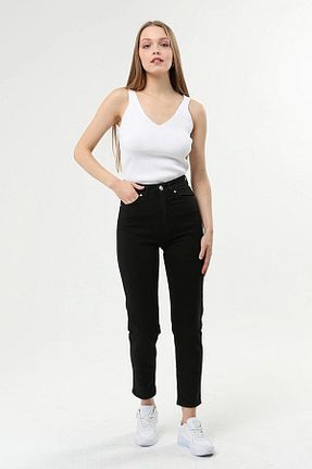 شلوار جین مشکی زنانه پاچه ساده WODDİ - کد 933229479