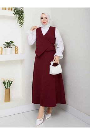 ست بالاتنه و پائین تنه حجاب زرشکی زنانه اسلیم Moda Krash - کد 930425956