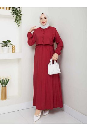 لباس حجاب زرشکی زنانه رگولار Moda Krash - کد 930456469