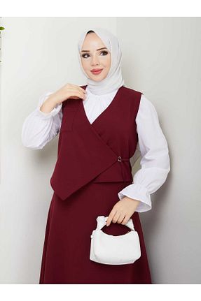 ست بالاتنه و پائین تنه حجاب زرشکی زنانه اسلیم Moda Krash - کد 930425956