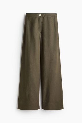 شلوار خاکی زنانه مخلوط کتان H&M - کد 930461457