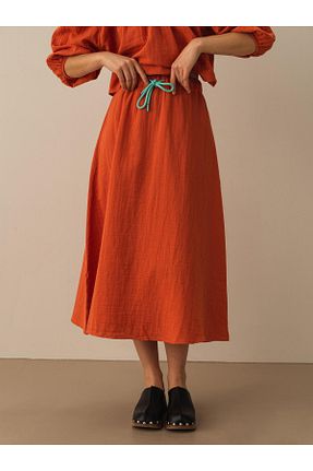 دامن نارنجی زنانه پنبه ای Xint - کد 670390199