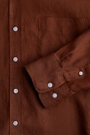 پیراهن قهوه ای زنانه اورسایز H&M - کد 930522240