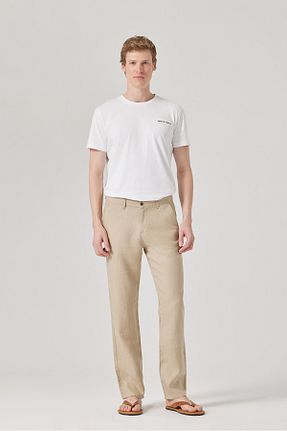 شلوار بژ مردانه کتان muzzo jeans - کد 930473171